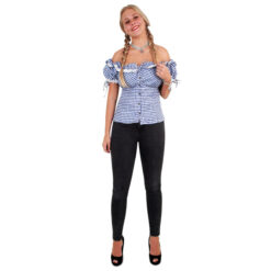 Tiroler blouse dames blauw wit
