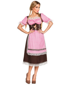 Jurk Tiroler Oktoberfest roze/bruin